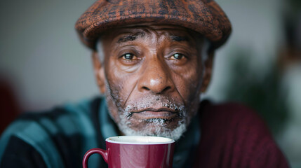 Sticker - Elderly Enjoying Cup Coffee Cafe