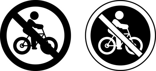 Sticker - No Bicycles Signs. Black and White Vector Icons. Prohibitory Road Sign