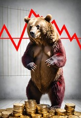 Wall Mural - bear market is coming. bear Panic on the financial market