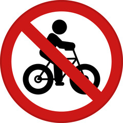 Canvas Print - Red No Bicycles Sign. Vector Icon. Prohibitory Road Sign