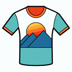 Sunset Mountain Vector Art for T-Shirt Design