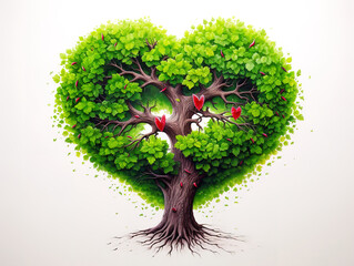 Wall Mural - A tree with a heart that says love on it