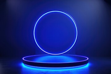 Canvas Print - Two blue circles that are lit up and placed on a dark background