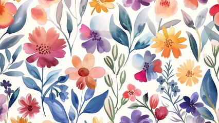 Sticker - Watercolor floral pattern background