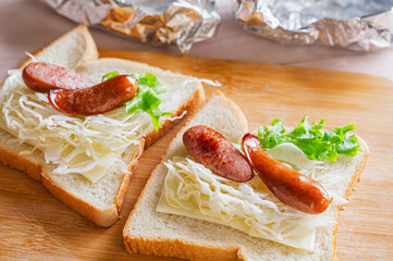 Poster - 食パンでホットドッグ作り