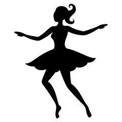 Wall Mural - black female dancer silhouette vector design on white 