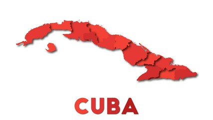 Wall Mural - Cuba map showing regions. Animated country map with title. 4k resolution animation.