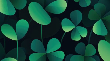 Minimalist abstract design with a deep night background and bold clover green shapes.