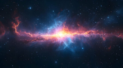 Wall Mural - Vibrant nebula with a bright central core, surrounded by a field of stars.