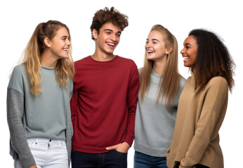 Canvas Print - PNG Group of four young laughing standing sleeve.