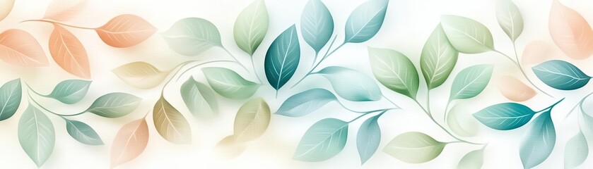 Wall Mural - A serene illustration of delicate leaves in soft colors, perfect for nature-inspired designs and backgrounds.