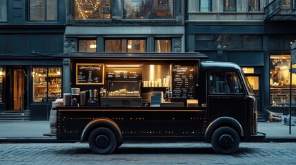 Black Coffee Truck in the City