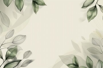 Wall Mural - A white background with green leaves on it