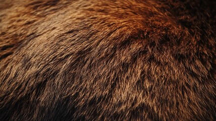 Close-up of brown bear fur, emphasizing the thickness and natural tones