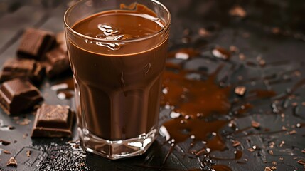 Wall Mural - A sip of chocolate in a glass tumbler