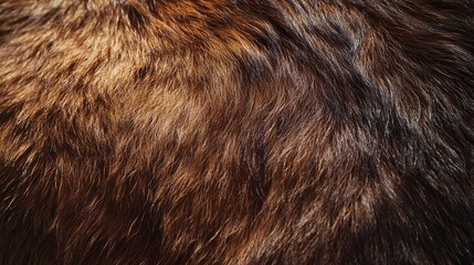 close-up of rich brown bear fur with visible hair structure and texture
