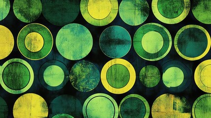 Wall Mural - Vibrant abstract visual featuring bold green and lime circles in a repeating pattern.