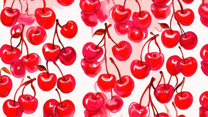 Wall Mural - Seamless pattern of cherry