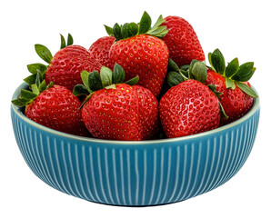 PNG Blue bowl of fresh strawberries