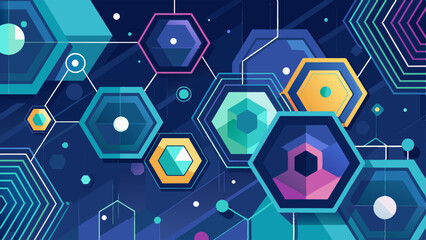 Wall Mural - Abstract hexagons technology concept background. Space for your text