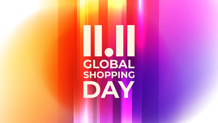 Poster - Global Shopping Day Banner. 11.11 Sale event promotion background. Vibrant blurred colors. Bright color gradients. Vector illustration.