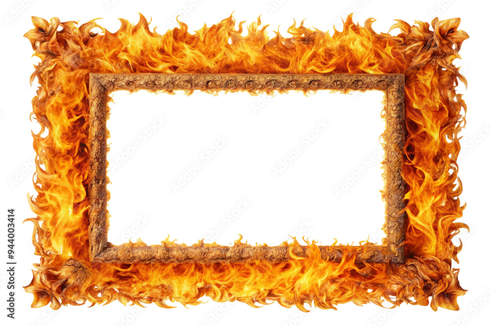 Burning fire flames frame border png Stock Photo | Adobe Stock