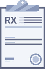 Medical prescription form with clipboard showing rx symbol for taking medicine from pharmacist