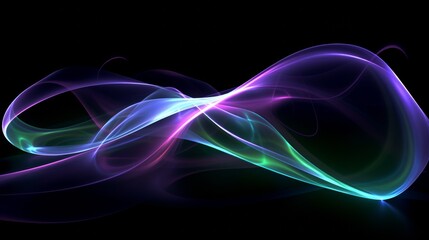 Poster - Futuristic Abstract Curves with Iridescent Glow on Dark Background