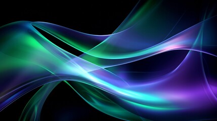 Wall Mural - Futuristic Abstract Curves with Iridescent Glow on Dark Background