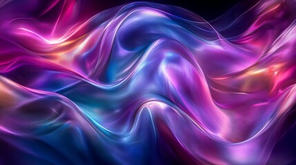 Poster - Futuristic Abstract Curves with Iridescent Glow on Dark Background