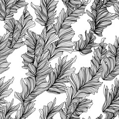 Wall Mural - Seamless pattern with hand drawn abstract withered leaves.