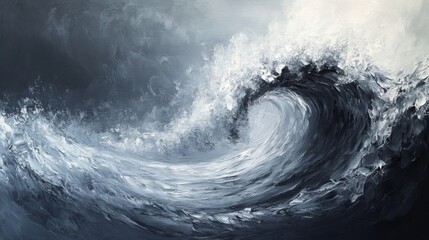 Canvas Print - Stormy Ocean Wave Painting