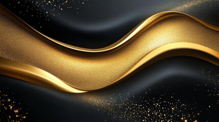 Poster - Abstract Gold and Black Wavy Background