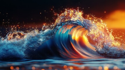 Canvas Print - Fiery Ocean Wave