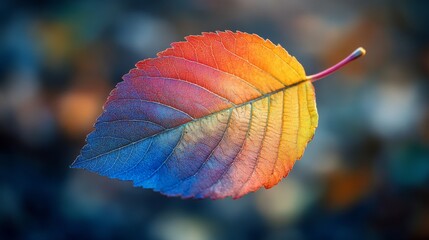 Sticker - Colorful Autumn Leaf on Blurred Background