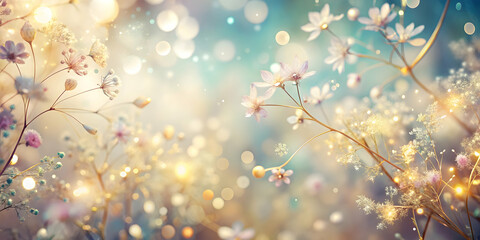 Wall Mural - enchanted meadow: a whimsical and enchanting backdrop with delicate wildflowers bathed in soft, gold
