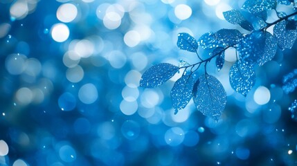 Canvas Print - Bokeh Blue Leaves