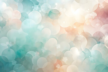 Wall Mural - dreamy pastel bokeh: a soft, ethereal background of bokeh circles in gentle hues of teal, peach, and