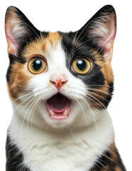 Poster - PNG Surprised calico cat close-up