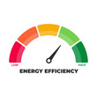 © Hasan_Sumon - Energy efficiency level meter. Efficiency meter. Measuring scale. Risk meter. Performance measurement Meter, measuring scale, speedometer, indicator. Low to High, From red to green level, Meter