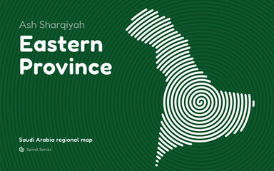 Creative Map of Ash Sharqiyah, Eastern Province in a Circle Spiral Pattern. Saudi Arabia regional map