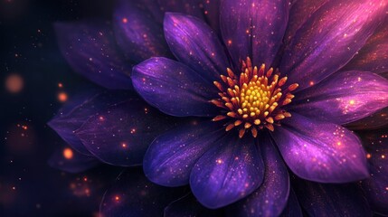 Poster - Purple Flower with Golden Glitter