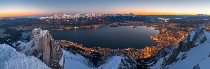 Wall Mural - Central Switzerland at blue hour during the blue hour