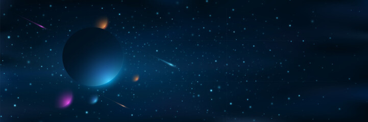 Wall Mural - abstract space background. multicolored planets against the glowing stars. universe cover design. st