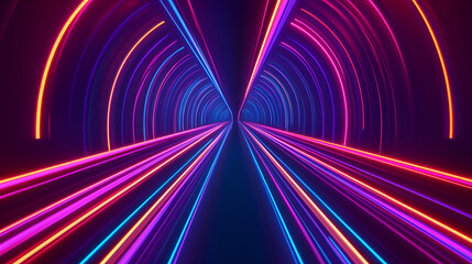 Wall Mural - Abstract Neon Tunnel Background - Futuristic and Vibrant Design