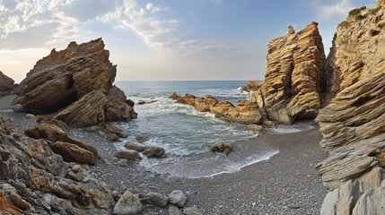 Wall Mural - Arnia Beach in Spain, spring Atlantic coast.