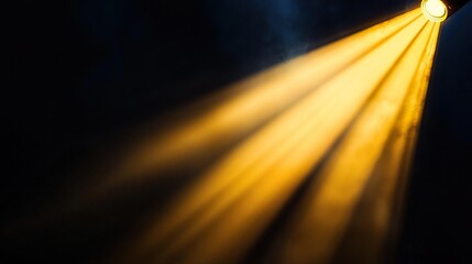 Three spotlights illuminate a wooden stage, creating a dramatic and atmospheric backdrop.