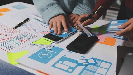 The designer team is designing the uxui system to make the uxui system work well on new phones and support system updates. Website development concept UI UX front end designer