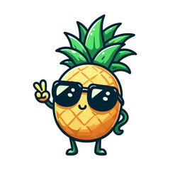 cute pineapple wearing sunglasses cartoon icon character