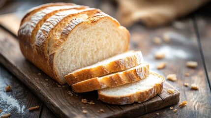 White bread slices on wood table